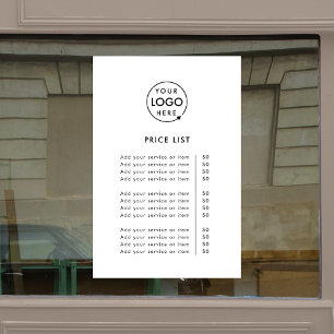 Price List Logo Business Modern Professional Window Cling