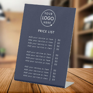 Price List Logo Navy Blue Business Professional Pedestal Sign