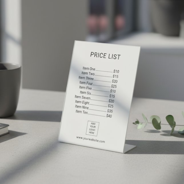 Price List Menu Business Custom Logo Pedestal Sign (Creator Uploaded)