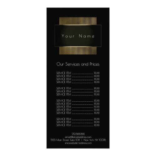 Price List Minimal Conceptual Gold Black White 2 Rack Card