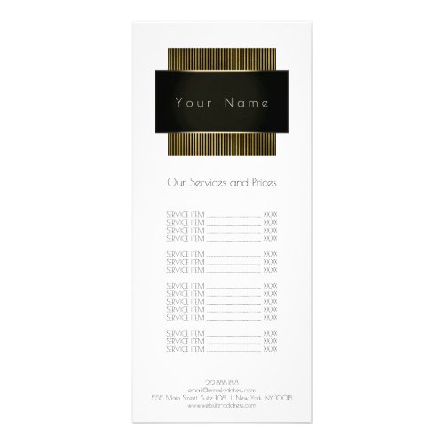 Price List Minimal Conceptual Gold Black White Lux Rack Card