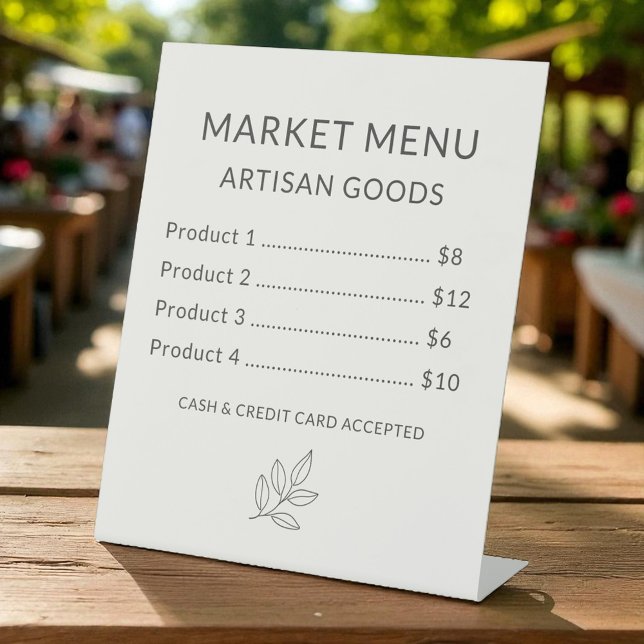 Price List Minimalist Small Business Neutral Pedestal Sign (Creator Uploaded)