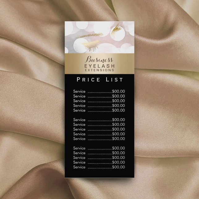 Price List | Modern Silver Gold Eyelash Extensions Rack Card (Creator Uploaded)