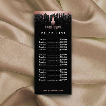 Price List | Nail Salon Makeup Artist Rose Gold Rack Card by cardfactory at Zazzle