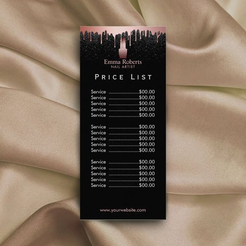 Price List  Nail Salon Makeup Artist Rose Gold Rack Card