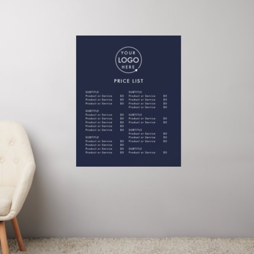 Price List  Navy Blue Logo Business Professional Wall Decal