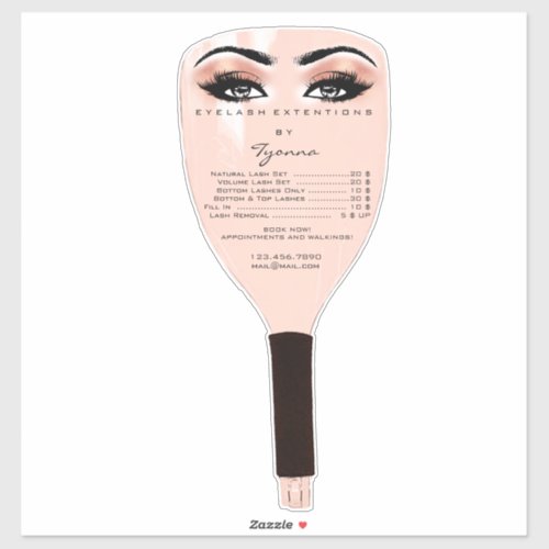 Price List On Face Shield Pink Lashes Extension Sticker