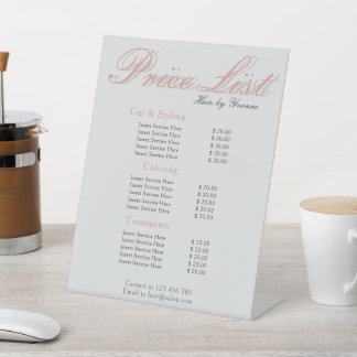 Price List Pedestal Display Editable Sign