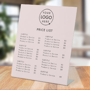 Price List Pink Business Logo Minimalist Pedestal Sign