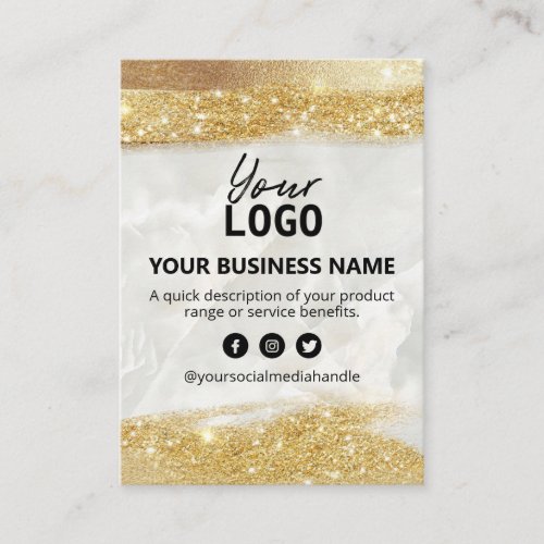 Price List Product Range Ingredients Gold Glitter Business Card