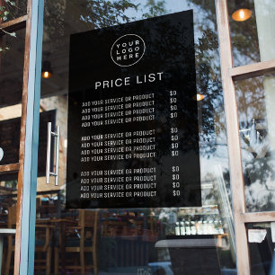Price List Professional Logo Business Window Cling