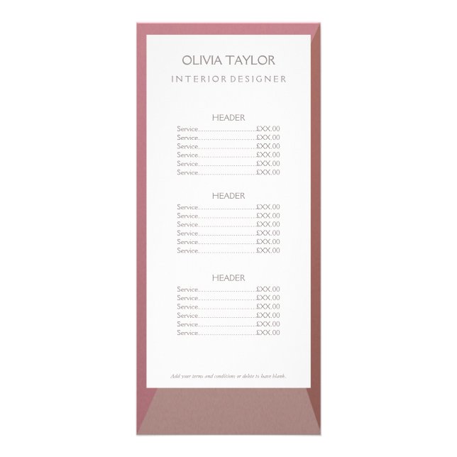 PRICE LIST RACK CARDS (Front)