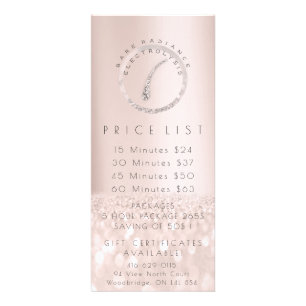 Price List Rose Blush Electrolysis Hair Removal1 Rack Card