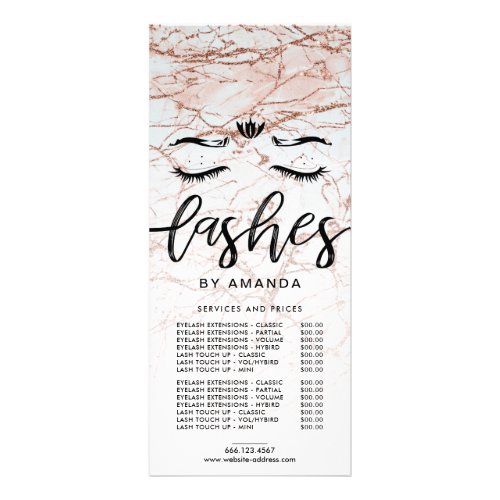 Price List Rose Gold  Lashes Rack Card