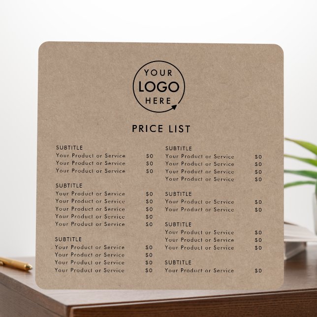 Price List | Rustic Kraft Business Logo Modern Foam Board (In Situ (Office))