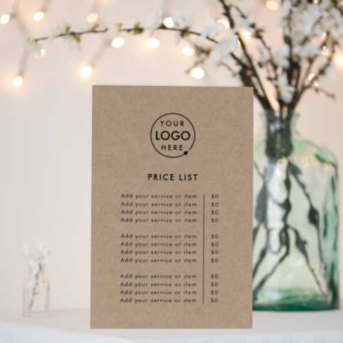 Price List  Rustic Kraft Logo Business Modern Foam Board