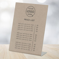 Price List | Rustic Kraft Logo Business Modern Pedestal Sign