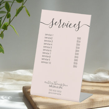 Price List Service Minimalist Calligraphy Pedestal Sign by CrispinStore at Zazzle