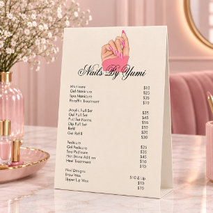Price List Services List Pink Nail Beauty Salon Pedestal Sign