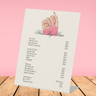 Price List Services List Pink Nail Beauty Salon  Pedestal Sign