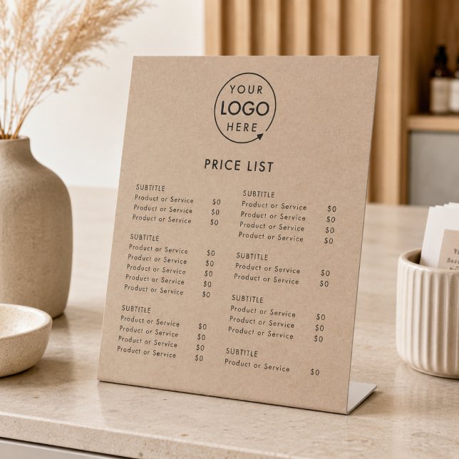 Price List Sign | Custom Kraft Business Menu Board (A simple practical solution for presenting your products or services with clarity & style.)
