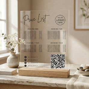 Price List Social Media Website QR Code Business Acrylic Sign