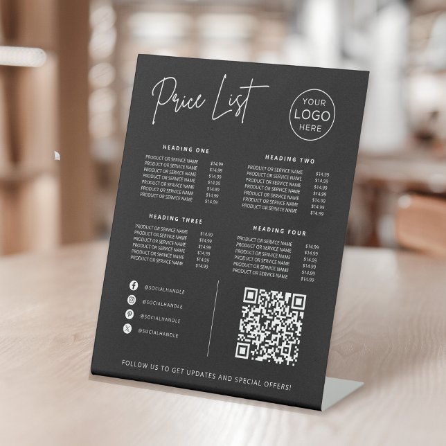 Price List Social Media Website QR Code Business Pedestal Sign (Creator Uploaded)