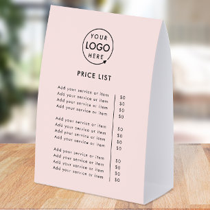 Price List Table Tent   6x8 Tabletop Paper Sign