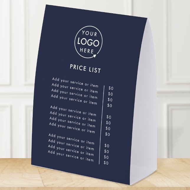 Price List Table Tent | 6x8 Tabletop Paper Sign (A simple practical solution for presenting your products or services with clarity & style.)