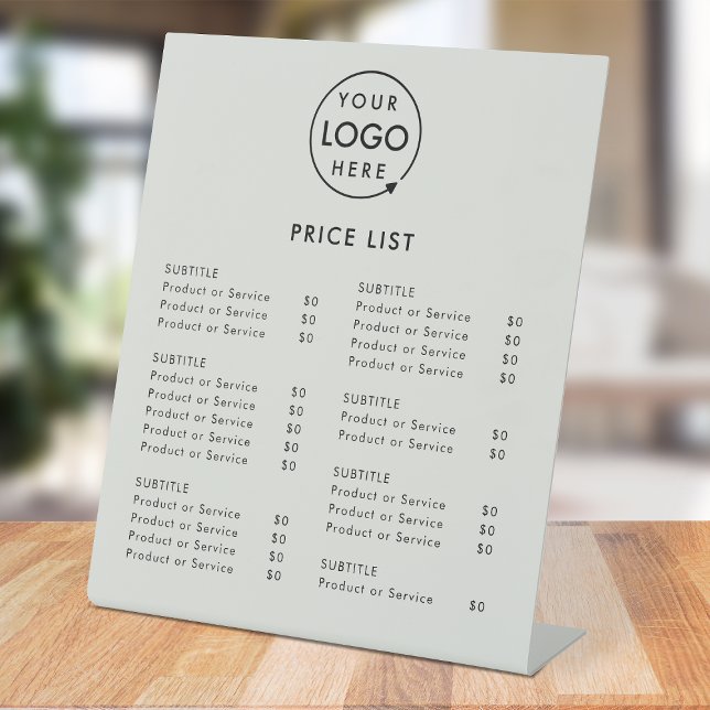 Price List Tabletop Sign | 10x12 Branded Display (A simple practical solution for presenting your products or services with clarity & style.)