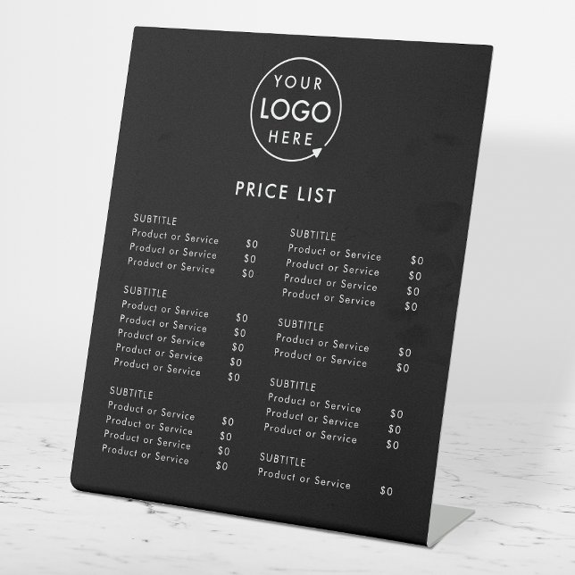 Price List Tabletop Sign | 10x12 Branded Display (A simple practical solution for presenting your products or services with clarity & style.)