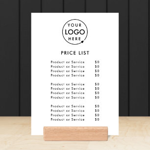 Price List Tabletop Sign   5x7 Wood Block Stand