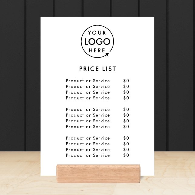 Price List Tabletop Sign | 5x7 Wood Block Stand (A simple practical solution for presenting your products or services with clarity & style.)