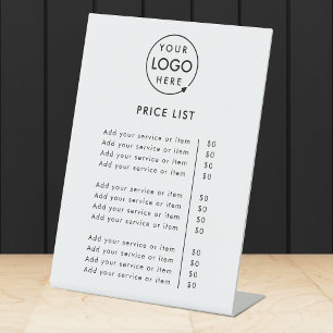 Price List Tabletop Sign 6x8 DIY Branded Display