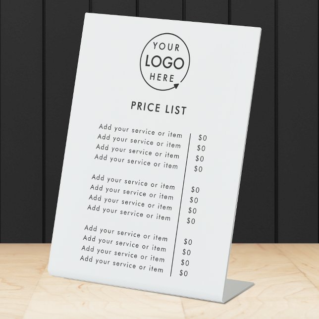 Price List Tabletop Sign | 6x8 DIY Branded Display (A simple practical solution for presenting your products or services with clarity & style.)