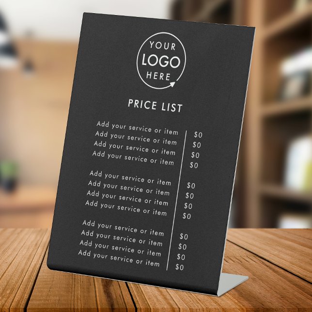 Price List Tabletop Sign | 6x8 DIY Branded Display (A simple practical solution for presenting your products or services with clarity & style.)