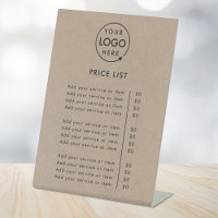 Price List Tabletop Sign | Rustic Kraft Pedestal
