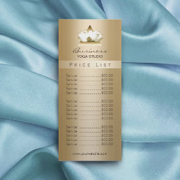 Price List | Yoga Studio Modern Gold Lotus Rack Card