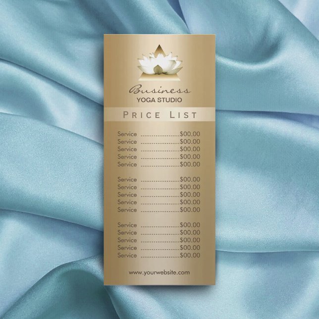 Price List | Yoga Studio Modern Gold Lotus Rack Card (Creator Uploaded)