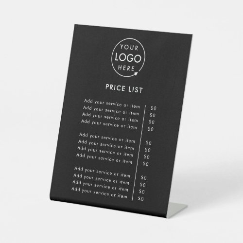 Price List  Your Logo Black Business Professional Pedestal Sign