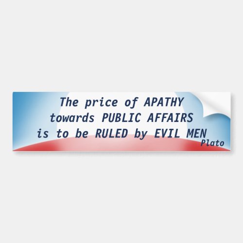 Price of Apathy Plato Bumper Sticker