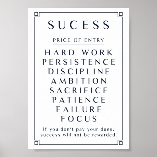 Price of Sucess Poster