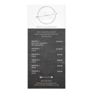 PRICE SERVICES LIST modern arrow logo rustic gray Rack Card
