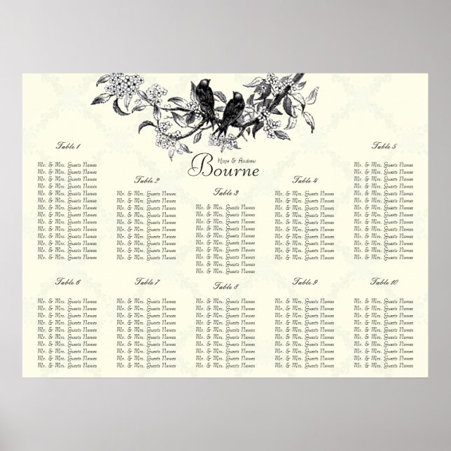 Price starts at $12.80 Seating Chart Table Numbers (Front)