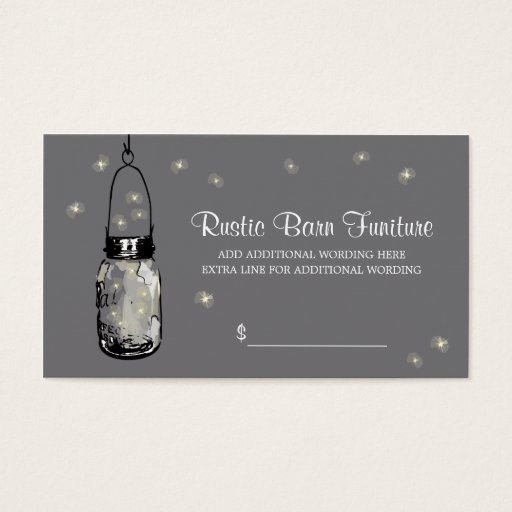 Customizable PRICE TAG Mason Jar &amp; Fireflies Business Card