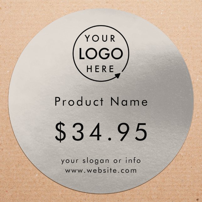 Price Tag Sticker Roll | Metallic Champagne Labels (Upload your logo to create a custom branded metallic price tag sticker)