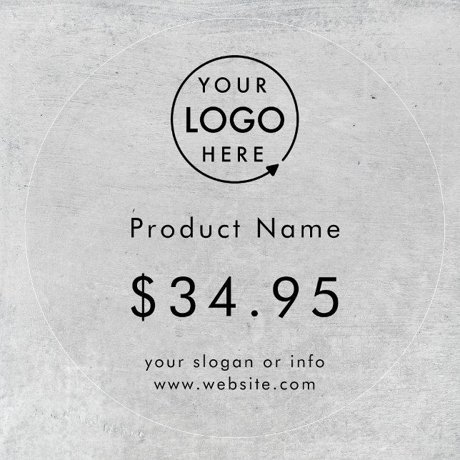 Price Tag Sticker Roll | Transparent Clear Labels (Upload your logo to create a custom branded price tag sticker)