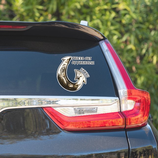 PRICED OUT OF PARADISE - Hawaii Tribal Hook Sticker (Car Side)