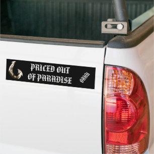 PRICED OUT OF PARADISE OAHU - Tribal Hook Bumper Sticker