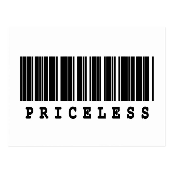 priceless barcode design postcard
